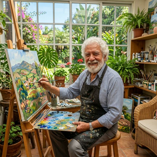 Adulto mayor activo y feliz